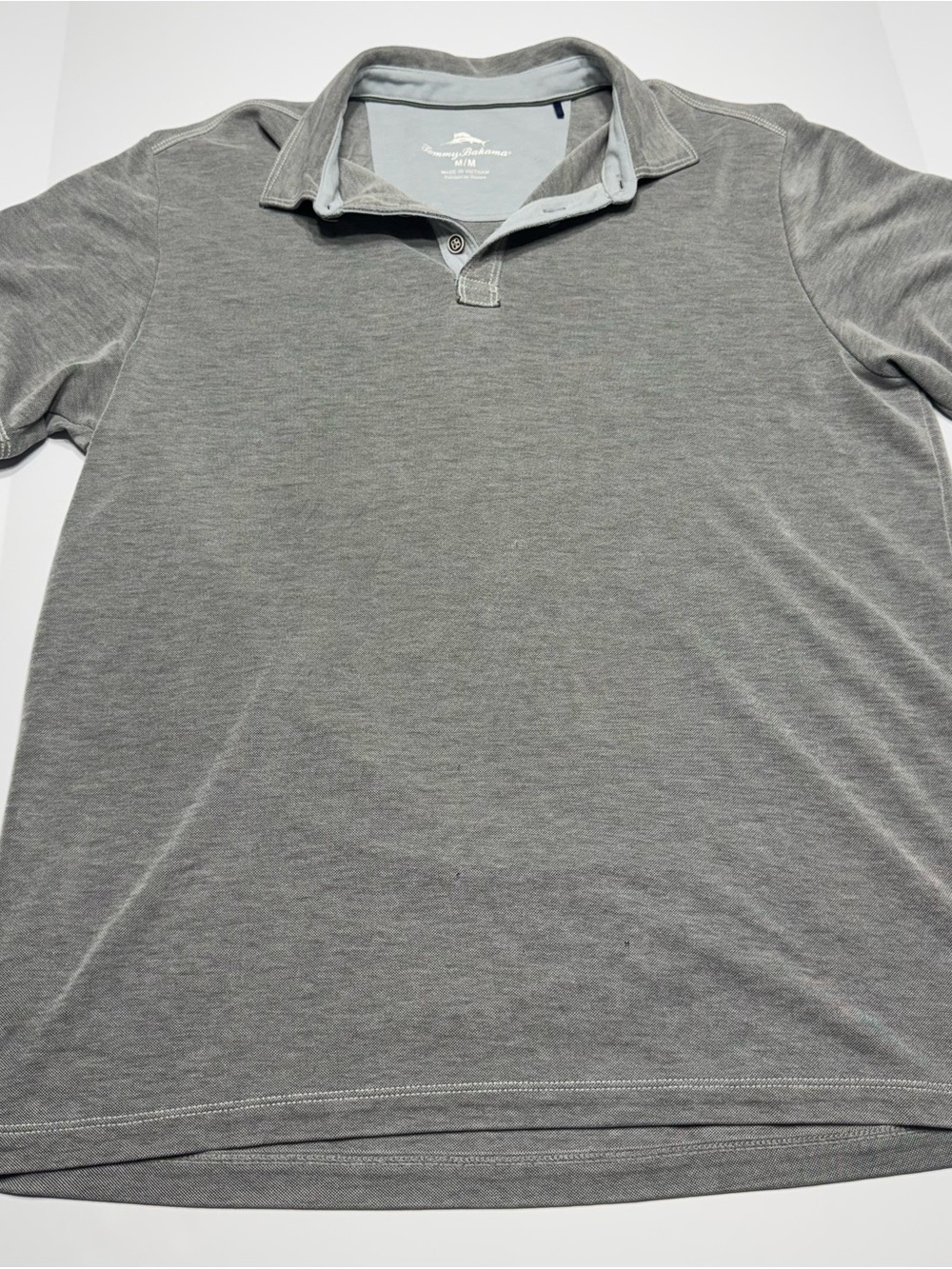 Tommy Bahama Gray Short-Sleeve Polo with Contrast Collar